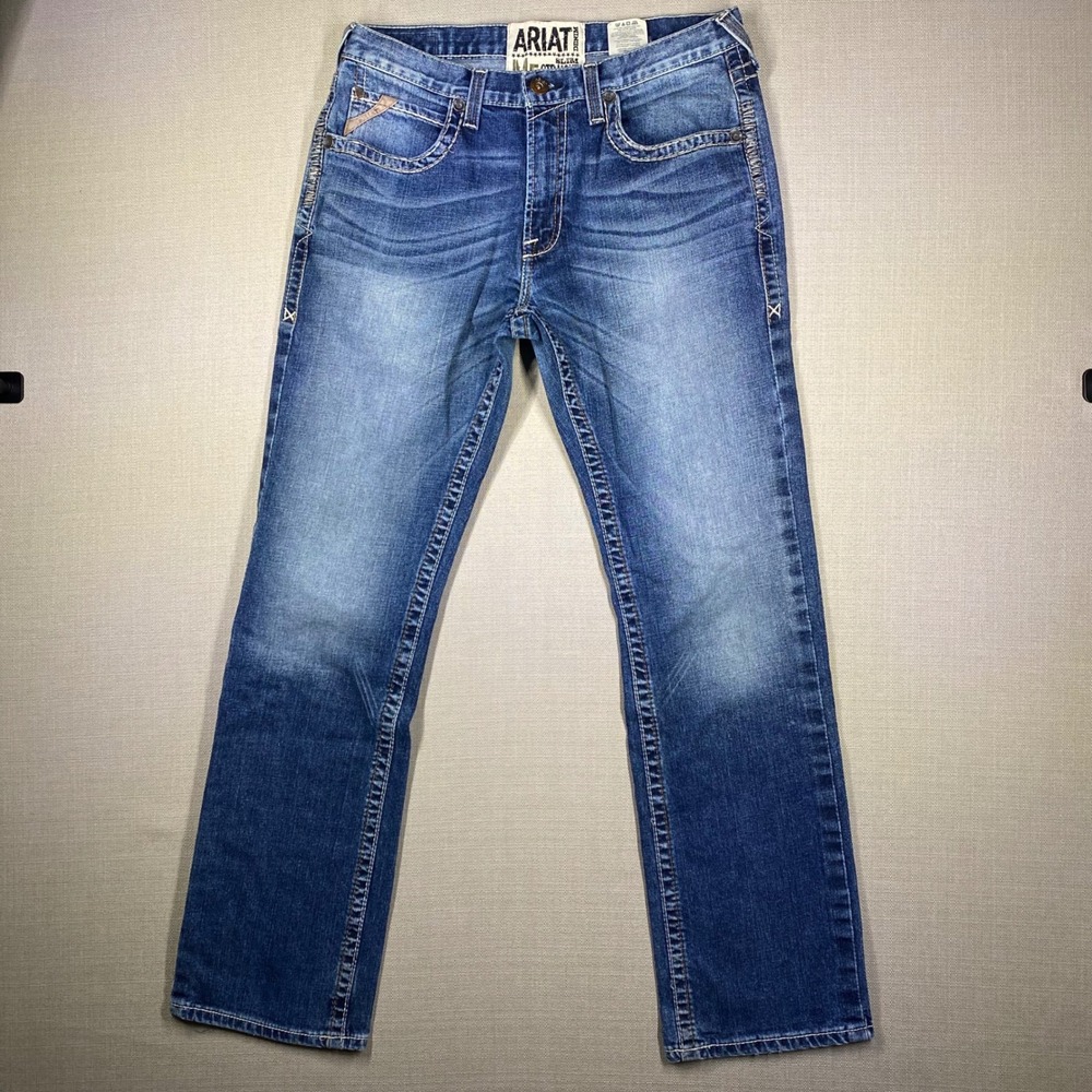 Ariat M5 Slim Straight Jeans Mens 33x34 Medium Wash Western Denim Stretch